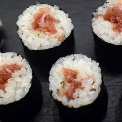 Hosomaki filled with Toro, Toro is the fatty part of tuna